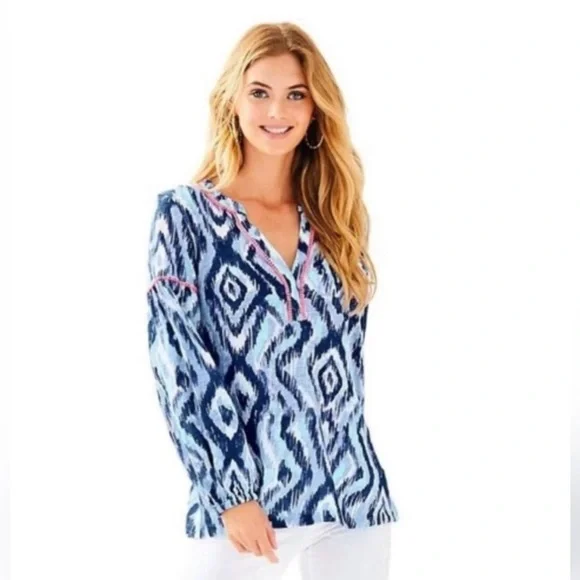 Lilly Pulitzer kalissa knit Tunic Top Boho Coastal Resortwear size XXS - Picture 2 of 7